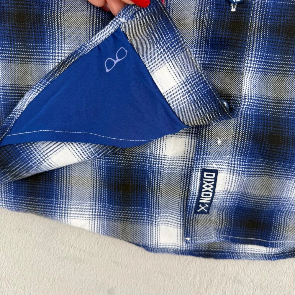 Dixxon Flannel Co x Dogtown Blue Plaid D-Tech Shirt Womens XL New With Tags - Picture 9 of 14